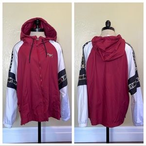 Victoria's Secret PINK Anorak Burgandy Sequin Full Zipper WindBreaker Size M/L